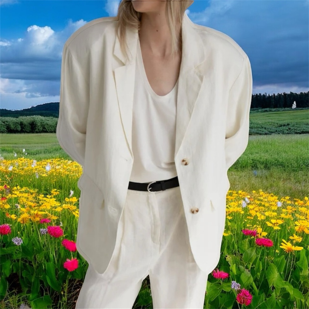 NWT OAK + FORT Off-White Blazer 100% Cotton Size M